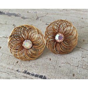 Sarah Coventry Aurora Borealis Spun Wire  Earrings
